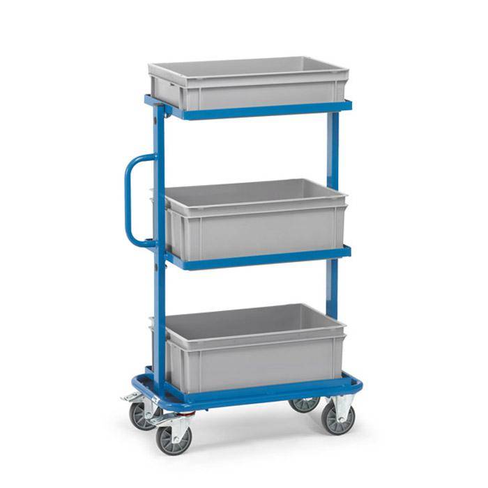 Beistellwagen - mit offenem Rahmen und 3 Kunststoffkästen
