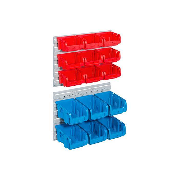 Stapelsichtbox-Set ProfiPlus Set C 1+2/17 - mit 15 Sichtboxen und Wandhalterung