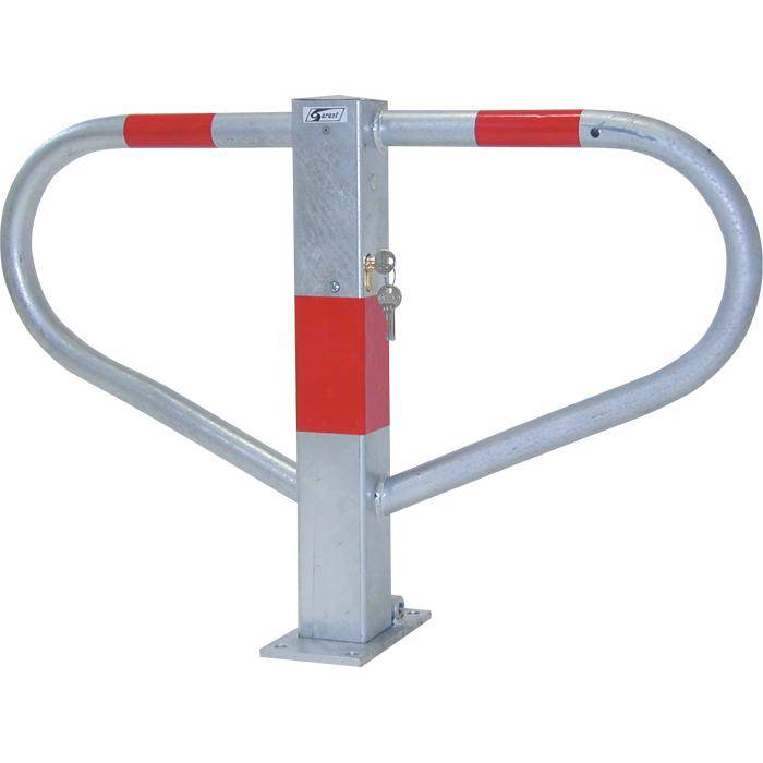 Stahl-Parkplatz-Sperrbügel - umlegbar - zum Aufdübeln - mit Zylinderschloss