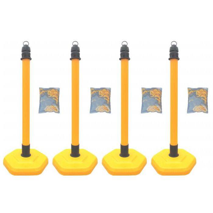 Kettenpfostenset - 4 Pfosten - mit Öse - Höhe 1000 mm - gelb