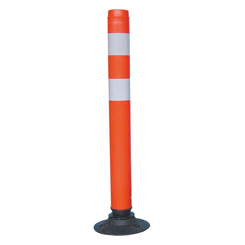 Absperrpfosten - PPC - flexibel - reflektierend - Farbe rot - Ring-Höhe 100 mm - reflektierende Ringe 2x weiß