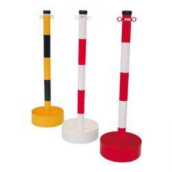 Kettenpfosten - Stahl - mit Ösen und angeschweißter Wanne - Höhe 1000 mm - Rohr-ø 60 mm - Wannen-ø 300 mm - Wannen-Höhe 100 mm - Grundfarbe rot