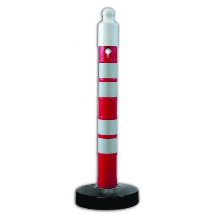 Kettenpfosten - Höhe 1200 mm - befüllbar - reflektierend - rot/weiß