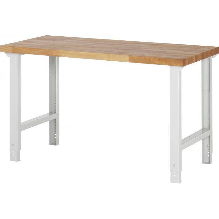 Werkbank B7 - höhenverstellbar - max 750 kg - Breite 1,5 m - Buche-Massiv-Arbeitsplatte 700 x 40 mm (Tiefe x Stärke), mit beidseitig 2 kreuzverleimt