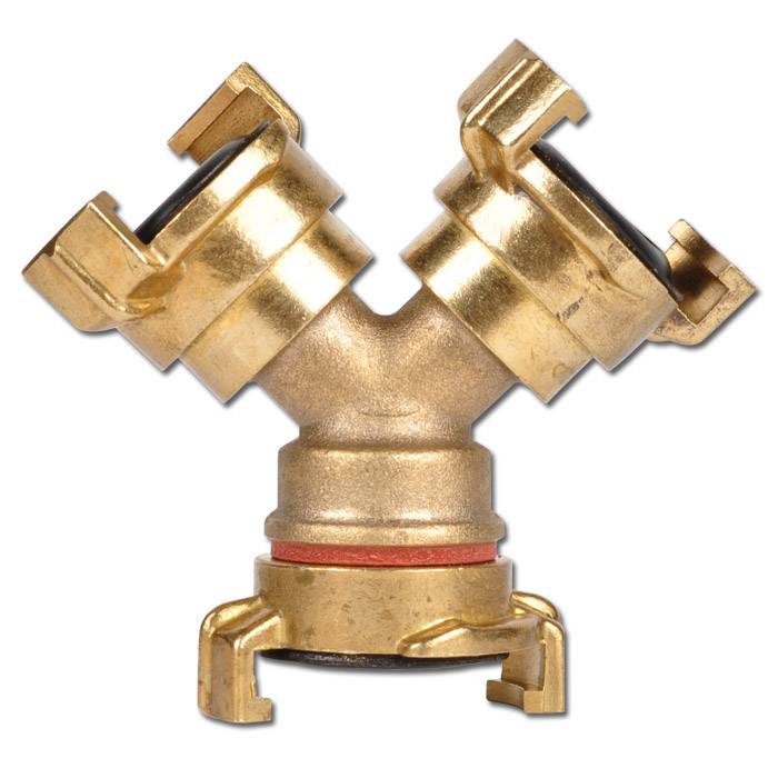 GEKA® System - Dreiwegestück - mit aufgeschraubten Wasserkupplungen - Messing