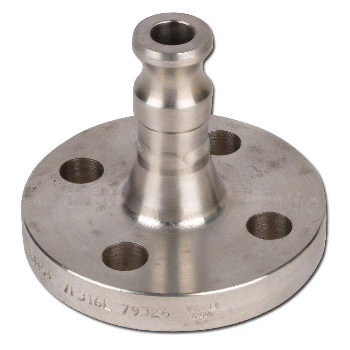 Camlokkupplung Typ AF - Gewinde 2", DN 50 - bis 18 bar - Länge 129 mm - Flansch nach DIN 2633-PN10/16 - Edelstahl, VA