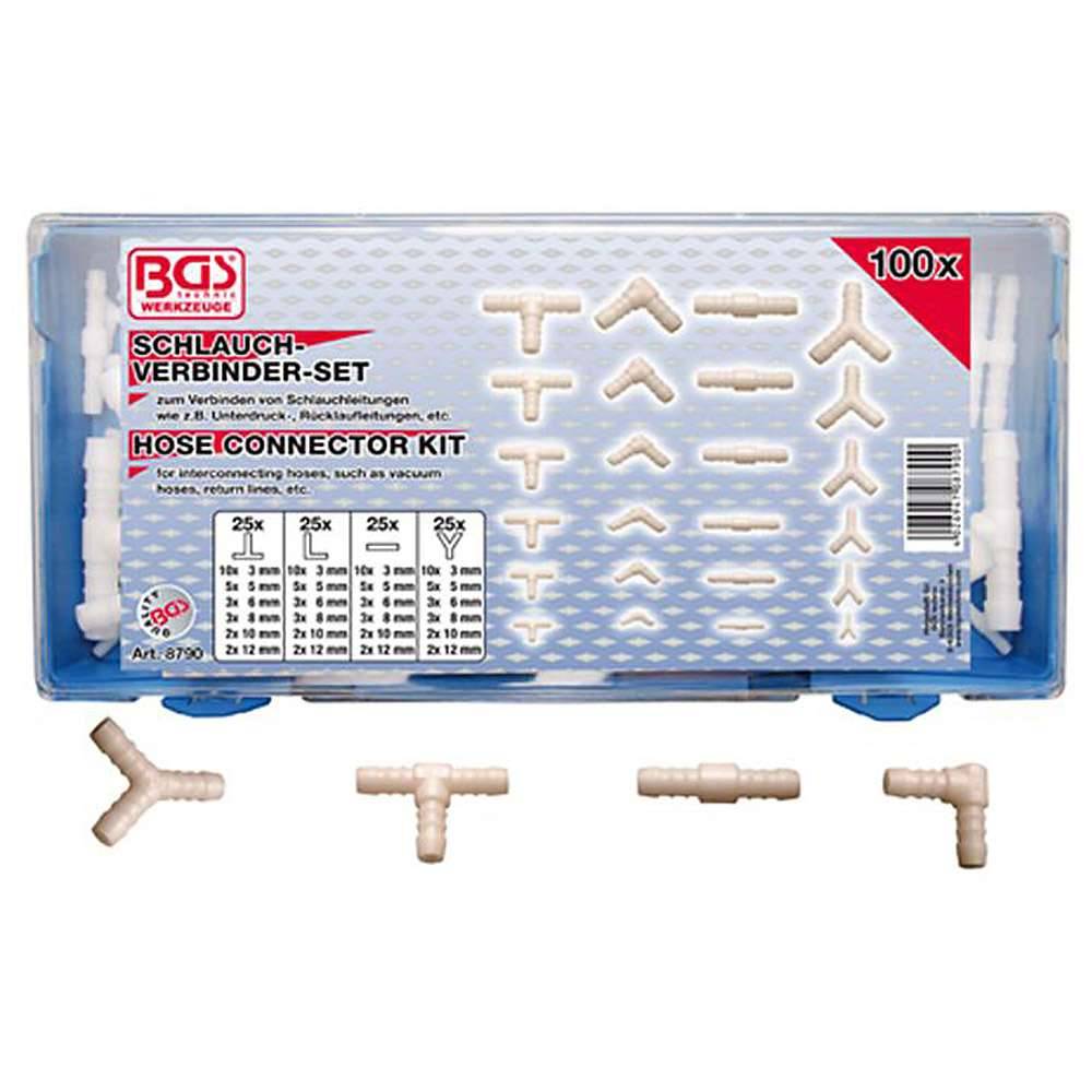 Schlauchverbinder im Set - für Gummi- und Kunststoffschläuche - 100 tlg.