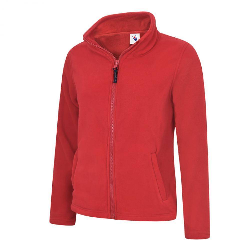 Restposten - Damen Classic Fleece Jacke - mit Reißverschluss - 100% Polyester - 380 g/m² - rot - Größe S
