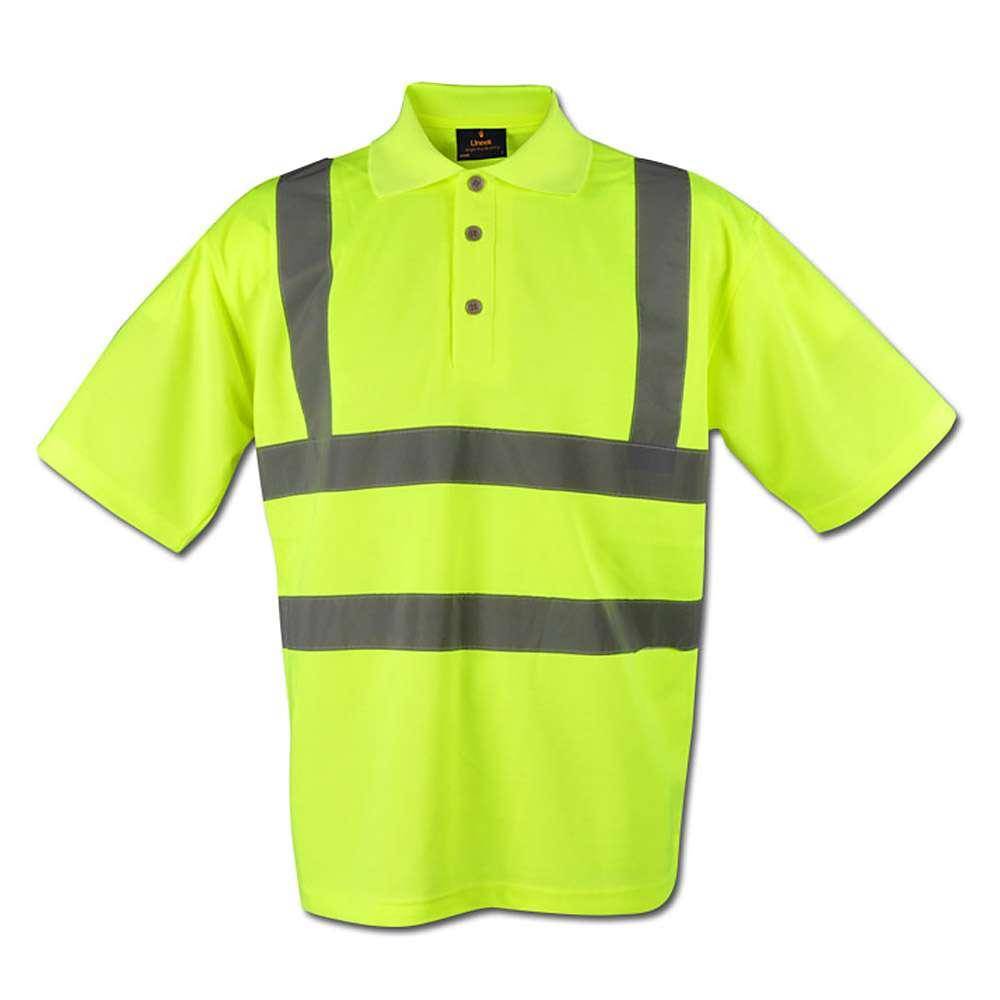 Restposten - Shirt Sicherheit Polo - Gr. XXXL (47/48) - gelb - 100% PES - gestrickter/verstärkter Kragen - Reflexstreifen (5 cm) um Oberkörper und