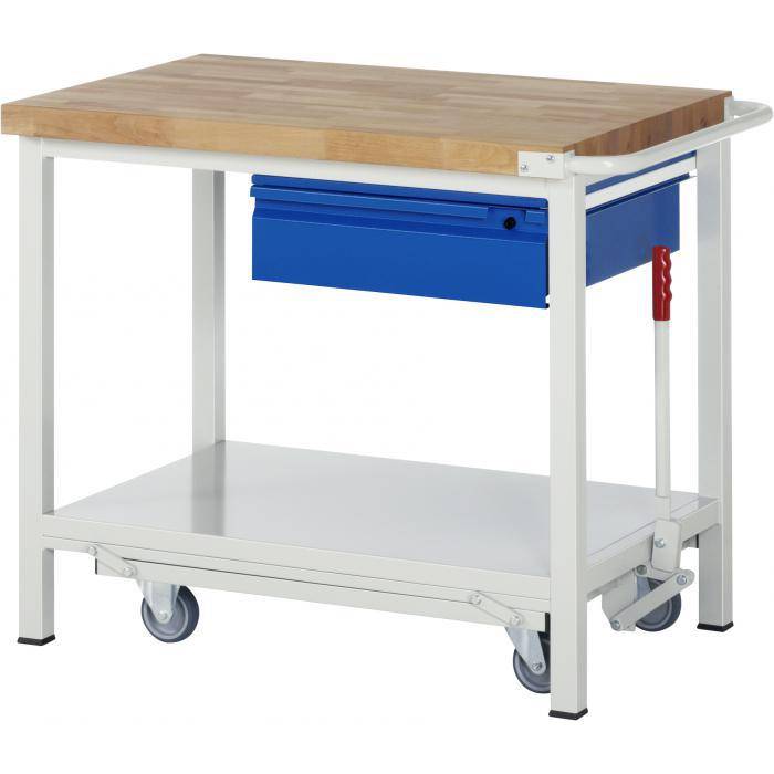 Werkbank B8 - stationär/mobil - Breite 1 m - mit Schublade