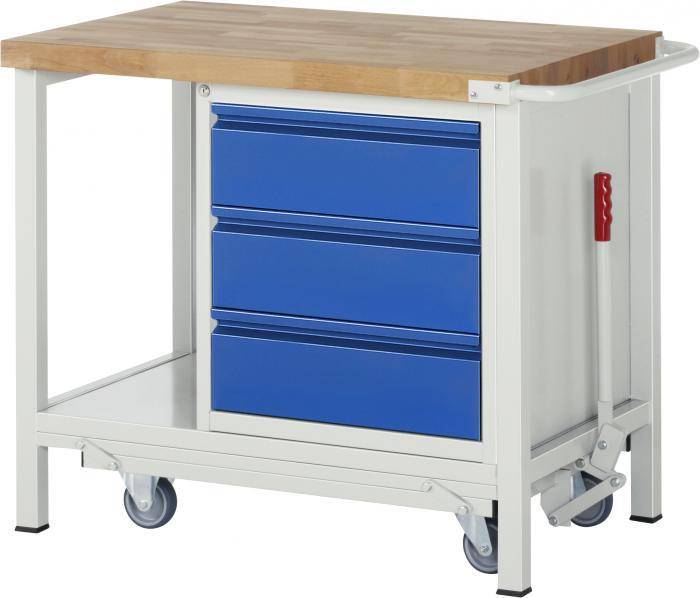 Werkbank B8 - fahrbar - max. 1250/ 450 kg - Breite 1 m - mit Unterbau