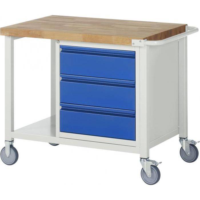 Werkbank B8 - fahrbar - max. 450 kg - Breite 1 m - mit Ablageboden/ Unterbau