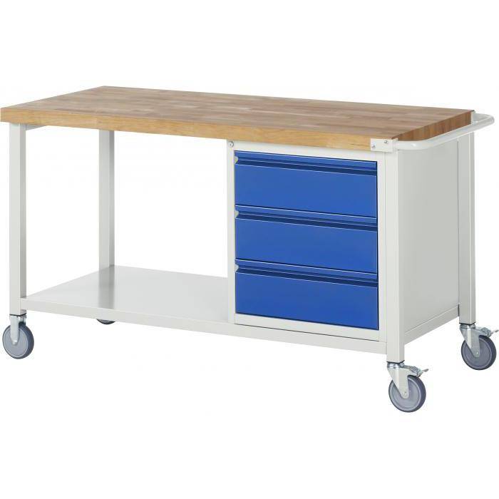 Werkbank B8 - fahrbar - max. 450 kg - Breite 1,5 m - mit Ablageboden/ Unterbau