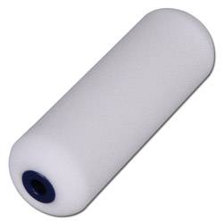 Eine weiße zylindrische Farbwalze mit dunklem Mittelteil, entwickelt zum gleichmäßigen Auftragen von Farbe auf Oberflächen.