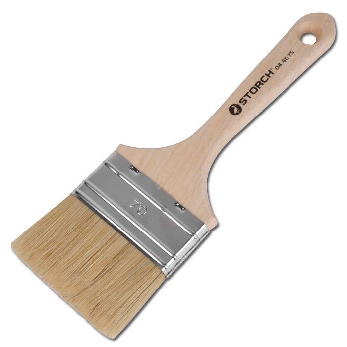 Malerpinsel mit Holzgriff mit der Aufschrift 