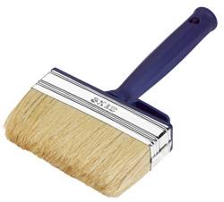 Ein großer, flacher Pinsel mit Naturborsten und blauem Griff, der zum Auftragen breiter Pinselstriche oder zum Abdecken großer Flächen verwendet wird.