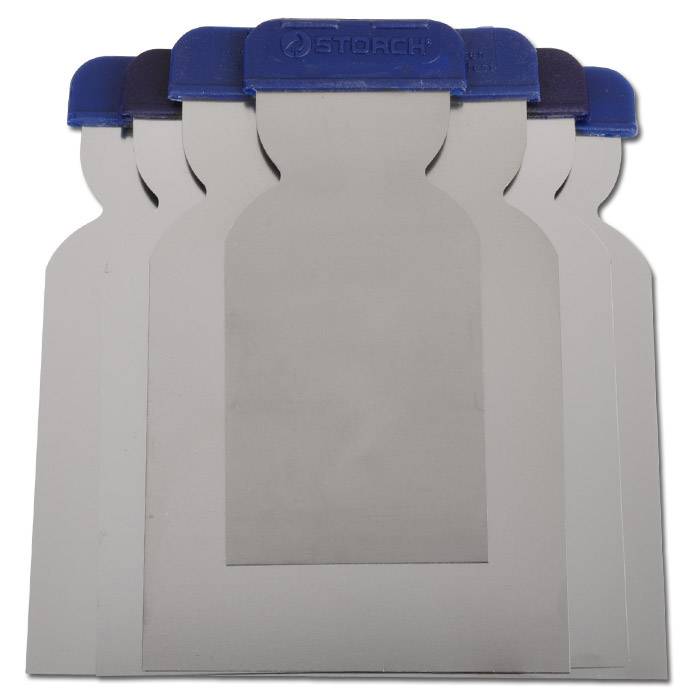 Japanspachtel-Satz - Edelstahl - Breiten 5,8,10 und 12 cm - VE 5 Sets mit je 4 Stück - Preis per VE - langes Blatt