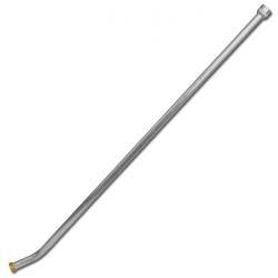 Eine lange Metallstange mit einer leichten Krümmung und breiteren Enden, möglicherweise ein Werkzeug oder ein Teil einer Maschine.