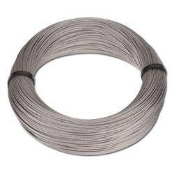 Eine aufgewickelte Spule aus dünnem, grauem Metalldraht, geeignet für verschiedene Anwendungen wie Befestigen oder Basteln.