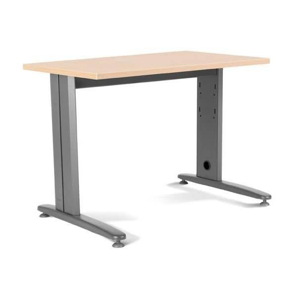 Schreibtisch Metal BxTxH 120x60x72cm Gestell grau Platte Melamin buche