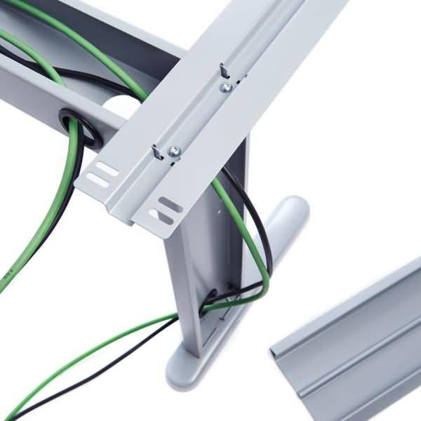 Schreibtisch Metal BxTxH 120x60x72cm Gestell grau Platte Melamin buche