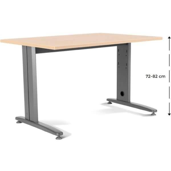 Schreibtisch Metal BxTxH 140x80x72cm Platte einstellbar Gestell grau Platte Melamin buche