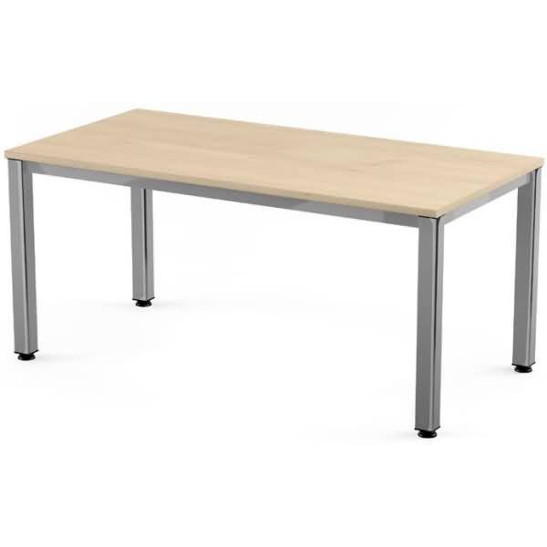 Schreibtisch Executive BxTxH 140x80x73cm Gestell verchromt Platte Melamin buche