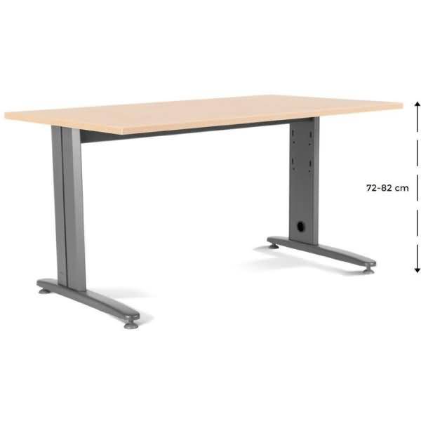 Schreibtisch Metal BxTxH 160x80x72cm Platte einstellbar Gestell grau Platte Melamin buche