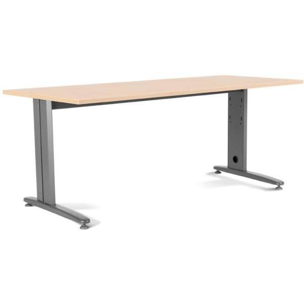 Schreibtisch Metal BxTxH 200x80x72cm Gestell grau Platte Melamin buche