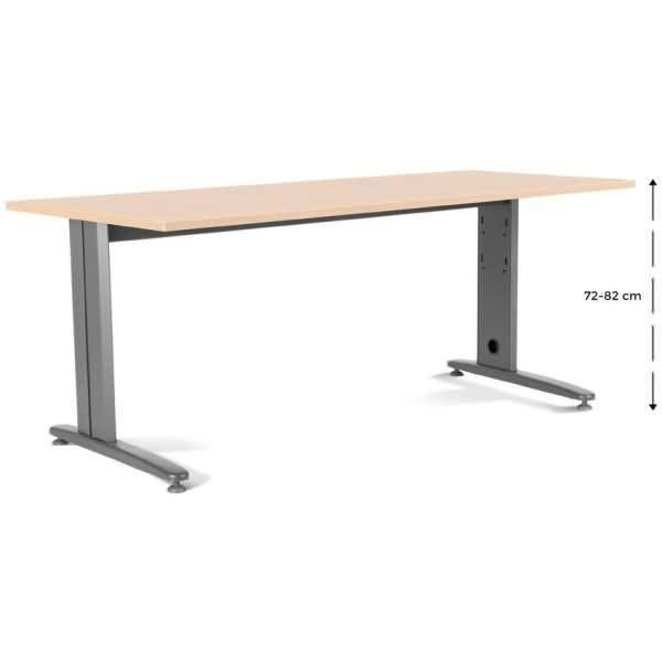 Schreibtisch Metal BxTxH 200x80x72cm Platte einstellbar Gestell grau Platte Melamin buche