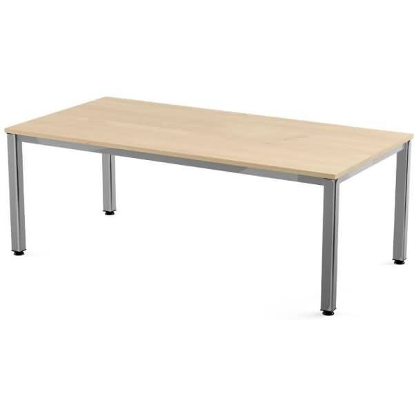 Schreibtisch Executive BxTxH 200x100x73cm Gestell verchromt Platte Melamin buche