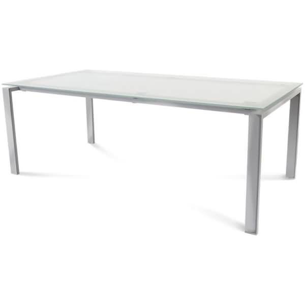 Schreibtisch Total BxTxH 200x100x73cm Gestell verchromt Platte Glas satiniert