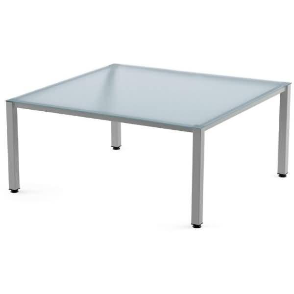 Schreibtisch Executive BxTxH 120x120x73cm Gestell grau Platte Glas satiniert