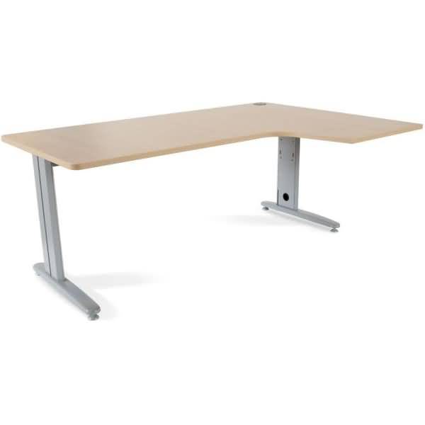 Schreibtisch Metal L-Form rechts 180x120x72cm Gestell grau Platte Melamin buche