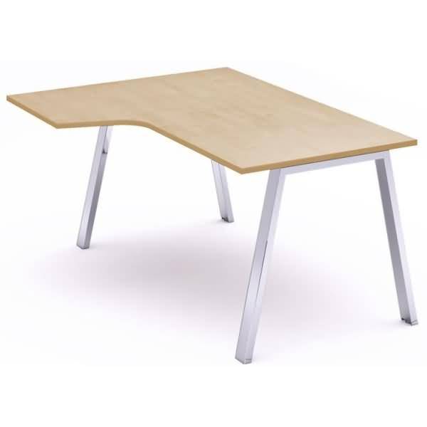 Schreibtisch Blanca L-Form links BxTxH 160x120x73cm Gestell verchromt Platte Melamin buche