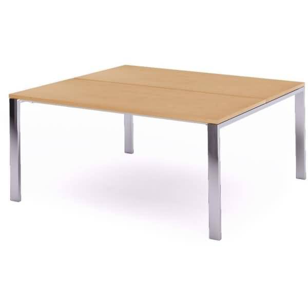 Mehrfacharbeitstisch Total BxTxH 160x163x73cm Gestell verchromt Platte Melamin buche