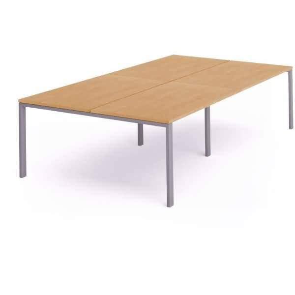 Mehrfacharbeitstisch Total BxTxH 320x163x73cm Gestell grau Platte Melamin buche