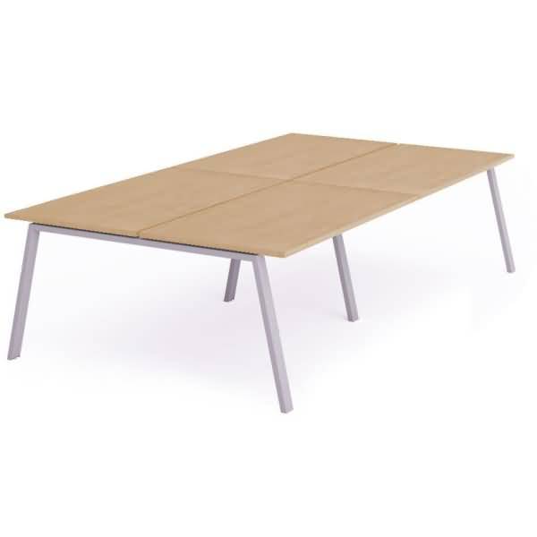 Mehrfacharbeitstisch Blanca BxTxH 320x163x73cm Gestell grau Platte Melamin buche