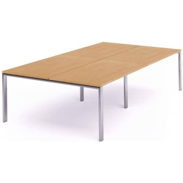 Mehrfacharbeitstisch Total BxTxH 360x163x73cm Gestell verchromt Platte Melamin buche