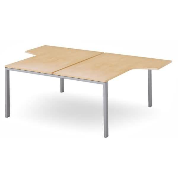 Mehrfacharbeitstisch Total L-Form BxTxH 160x163/220x73cm Gestell grau Platte Melamin buche