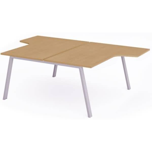 Mehrfacharbeitstisch Blanca L-Form BxTxH 180x163x240x73cm Gestell grau Platte Melamin buche