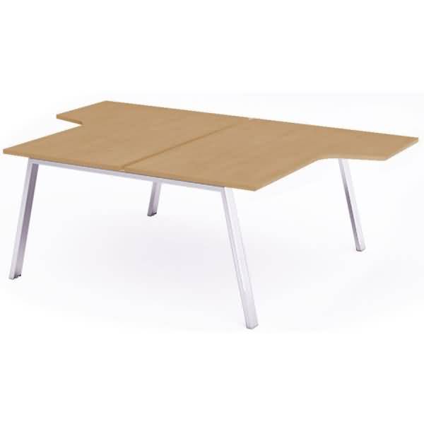 Mehrfacharbeitstisch Blanca L-Form BxTxH 180x163x240x73cm Gestell verchromt Platte Melamin buche