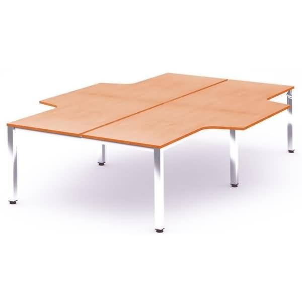 Mehrfacharbeitstisch Executive L-Form BxTxH 320x163/220x73cm Gestell verchromt Platte Melamin buche