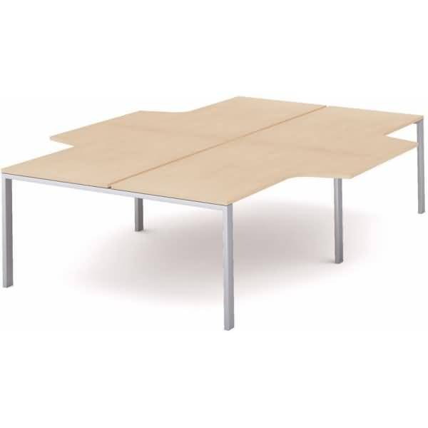 Mehrfacharbeitstisch Total L-Form BxTxH 320x163/220x73cm Gestell grau Platte Melamin buche