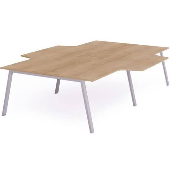 Mehrfacharbeitstisch Blanca L-Form BxTxH 320x163x240x73cm Gestell grau Platte Melamin buche