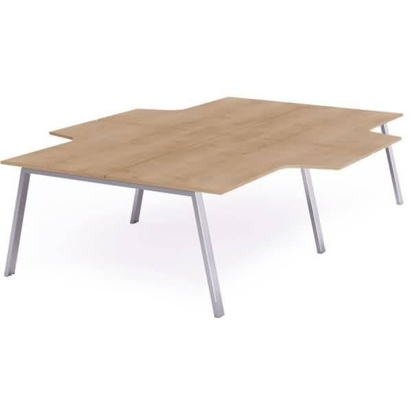 Mehrfacharbeitstisch Blanca L-Form BxTxH 320x163x240x73cm Gestell verchromt Platte Melamin buche