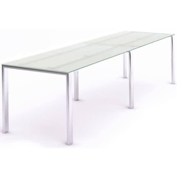Mehrfacharbeitstisch Total BxTxH 320x80x73cm Gestell verchromt Platte Glas satiniert