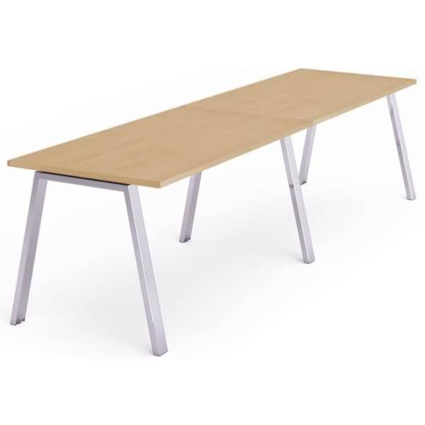 Mehrfacharbeitstisch Blanca BxTxH 320x80x73cm Gestell verchromt Platte Melamin buche