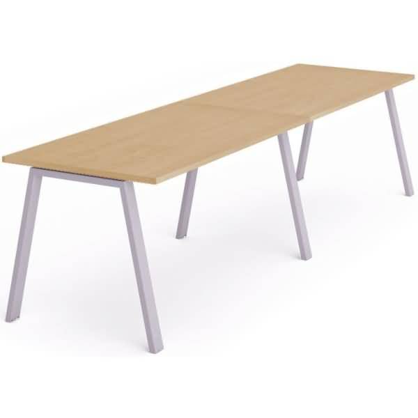 Mehrfacharbeitstisch Blanca BxTxH 360x80x73cm Gestell grau Platte Melamin buche