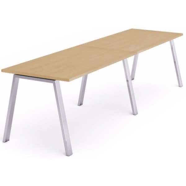 Mehrfacharbeitstisch Blanca BxTxH 360x80x73cm Gestell verchromt Platte Melamin buche